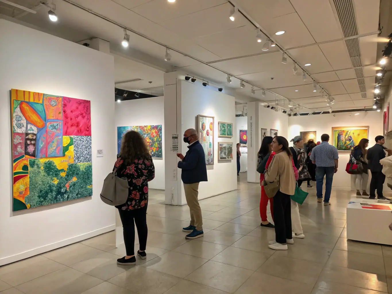 A photograph capturing the opening night of a past exhibition at FRAC, featuring attendees admiring a large-scale installation art piece. The image conveys the vibrant atmosphere and community engagement of the event.