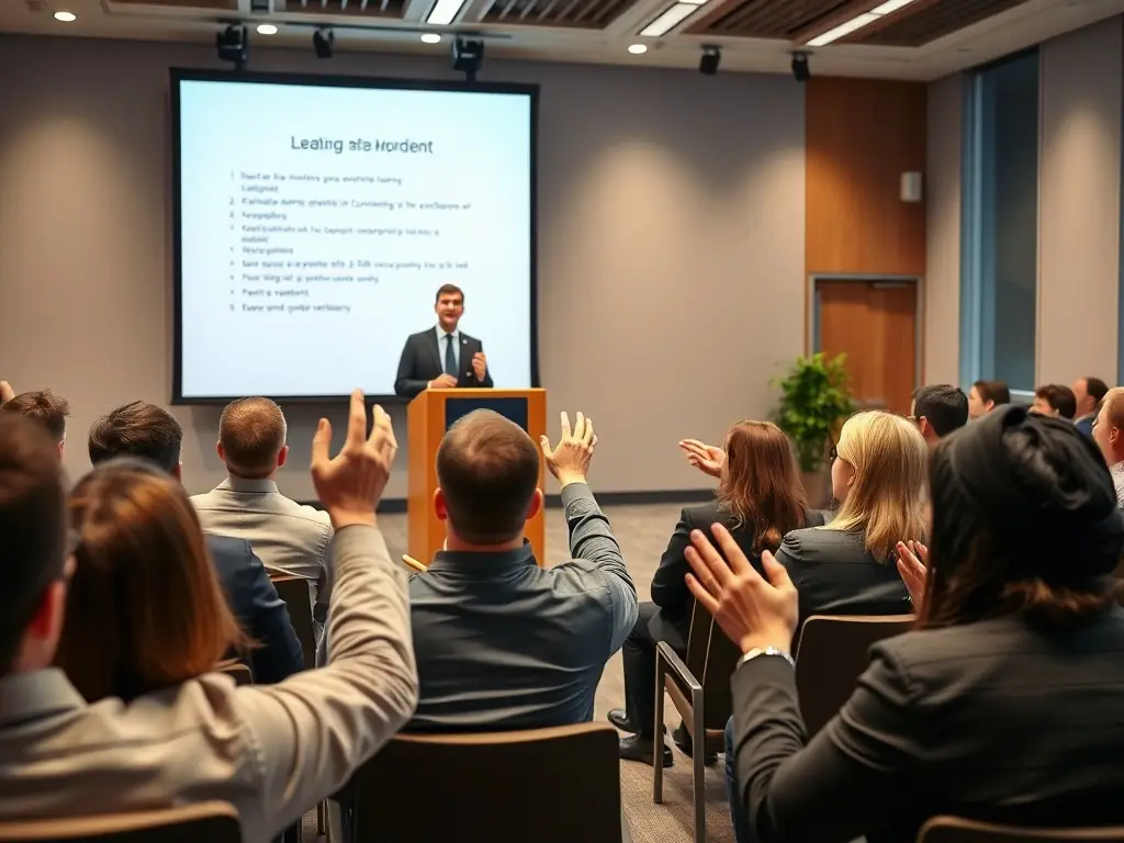 A photograph from a past lecture series at FRAC, showing a guest speaker presenting to an engaged audience. The image highlights the intellectual and educational aspects of FRAC's programming.